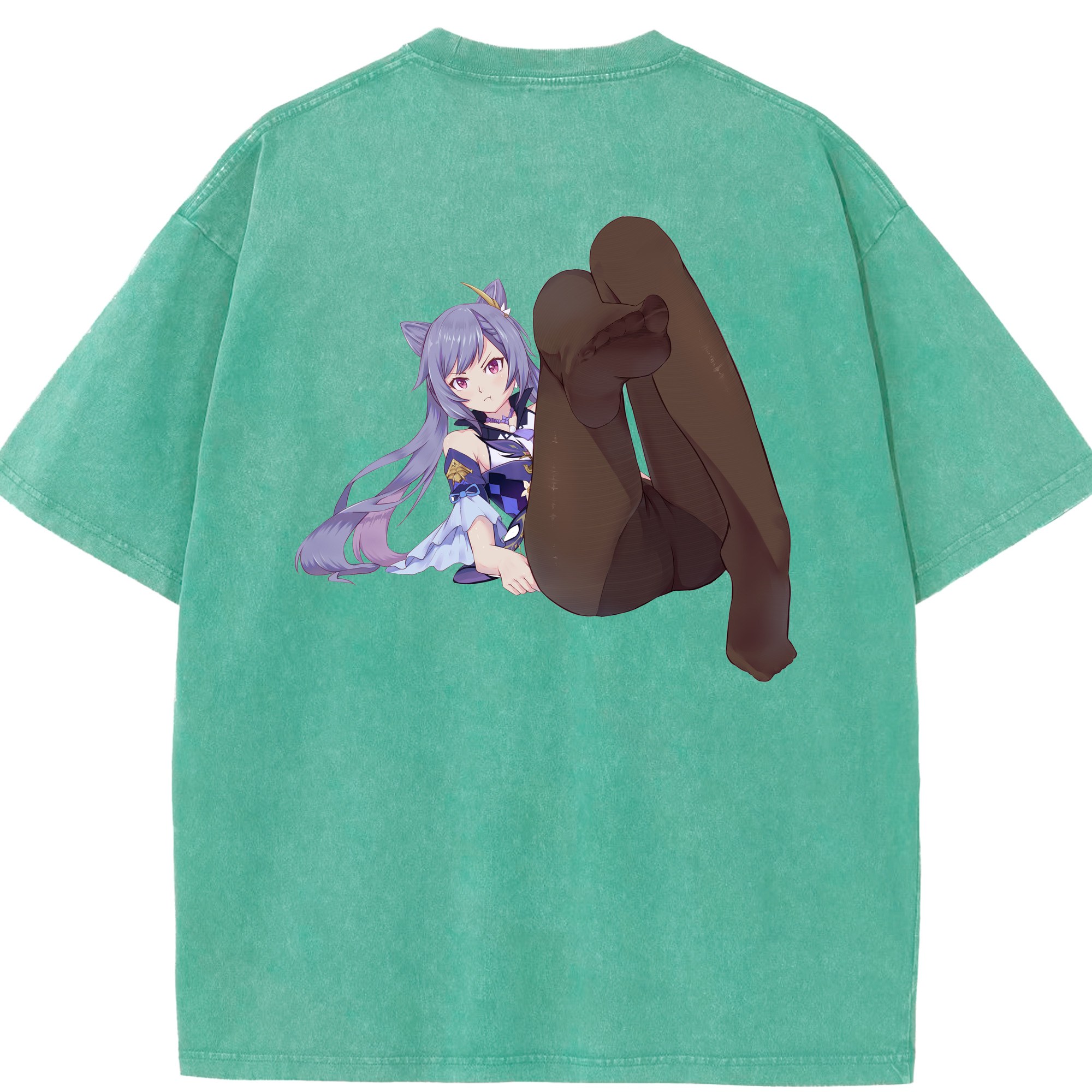 げんし神 刻晴 こくせい genshin Kokusei 綿100% ヴィンテージ風 半袖Tシャツ（背面プリント）